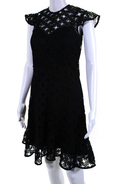 Bardot Womens Short Sleeve Lace Sheath Dress Black Size 4/XS