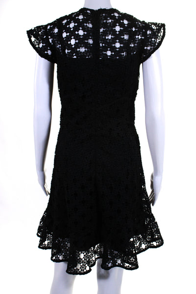 Bardot Womens Short Sleeve Lace Sheath Dress Black Size 4/XS