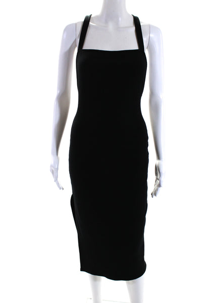 Rachel Pally Womens Square Neck Back Cut-Out Sleeveless Slit Dress Black Size M