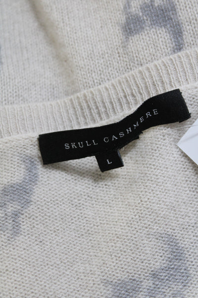 Skull Cashmere Womens Cashmere Graphic Knitted Long Sleeve Sweater Beige Size L