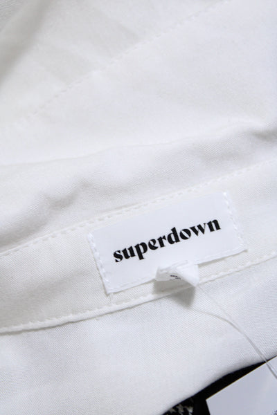 Superdown Womens Collared Long Sleeve Wrapped Tied Blouse Top White Size S