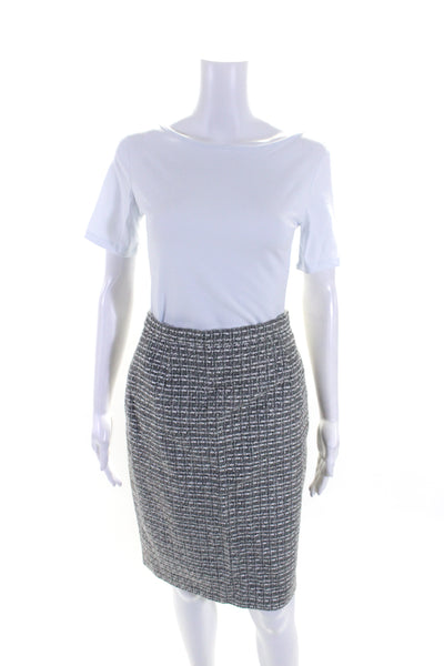 Escada Womens Metallic Tweed Knee Length Pencil Skirt Gray Size IT 36