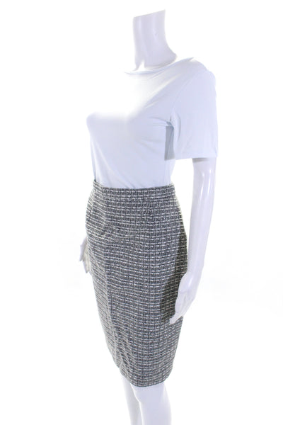 Escada Womens Metallic Tweed Knee Length Pencil Skirt Gray Size IT 36