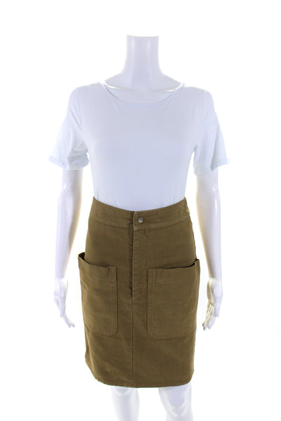 Etoile Isabel Marant Womens Cotton Buttoned Zipped A-Line Skirt Brown Size EUR34