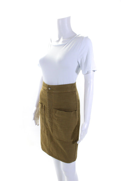 Etoile Isabel Marant Womens Cotton Buttoned Zipped A-Line Skirt Brown Size EUR34