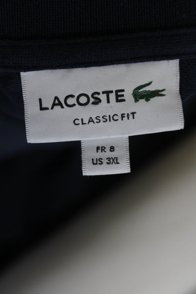 Lacoste Mens Short Sleeves Polo Shirt Navy Blue Cotton Size Extra Extra Extra La