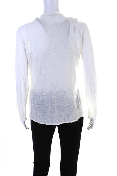 Majestic Filatures Womens White Linen Open Front Cardigan Sweater Top Size 3