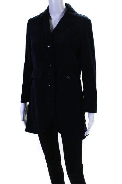 Ilse Jacobsen Womens Button Front Pointed Lapel Velvet Coat Navy Size IT 36