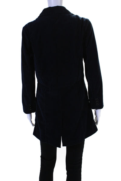 Ilse Jacobsen Womens Button Front Pointed Lapel Velvet Coat Navy Size IT 36