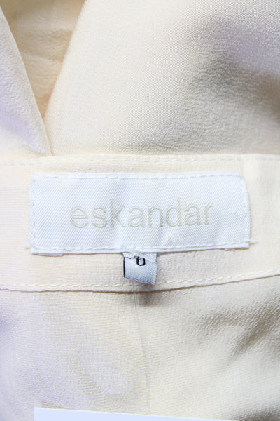 Eskandar Womens Round Neck Sleeveless Shell Top Blouse Beige Silk Size 0