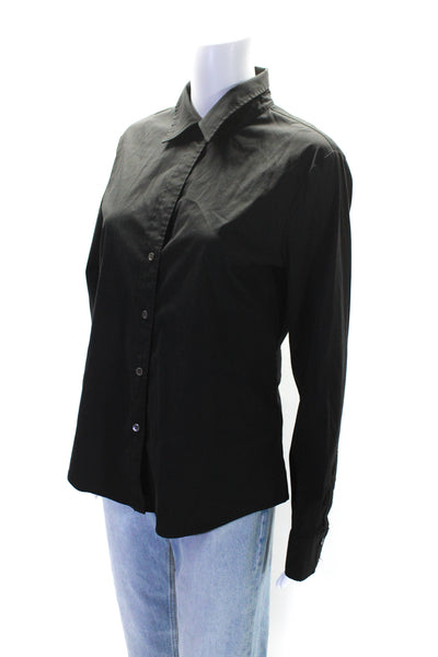 Theory Womens Long Sleeve Button Up Shirt Blouse Black Size Large