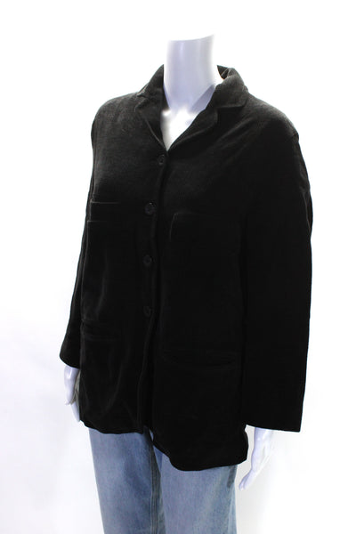 Anvers Womens Black Cotton Corduroy Collar Button Down Long Sleeve Jacket Size 2