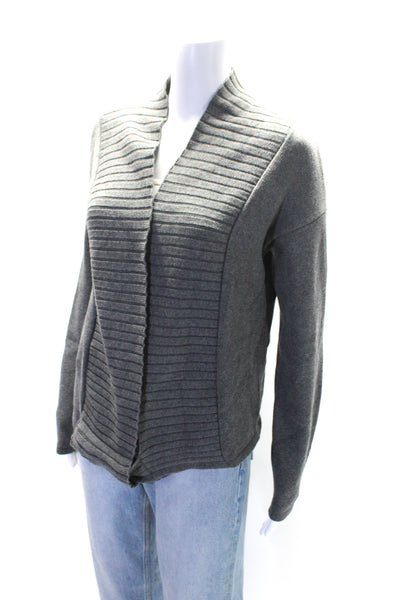 Per Se Womens Cotton Gray Cowl Neck Open Front Cardigan Sweater Top Size S