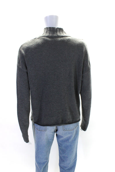 Per Se Womens Cotton Gray Cowl Neck Open Front Cardigan Sweater Top Size S