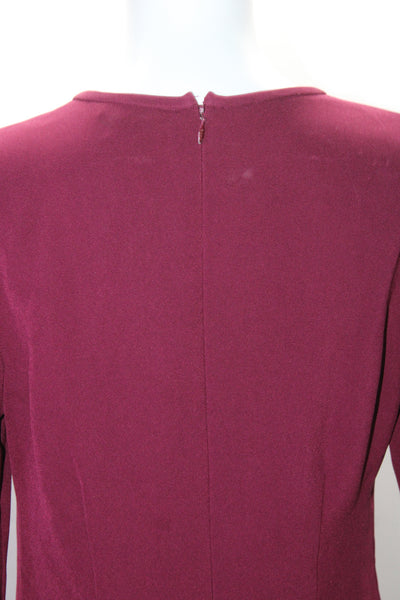 Rachel Zoe Womens Dark Red Ruffle Peep Front Bell Long Sleeve Shift Dress Size 6