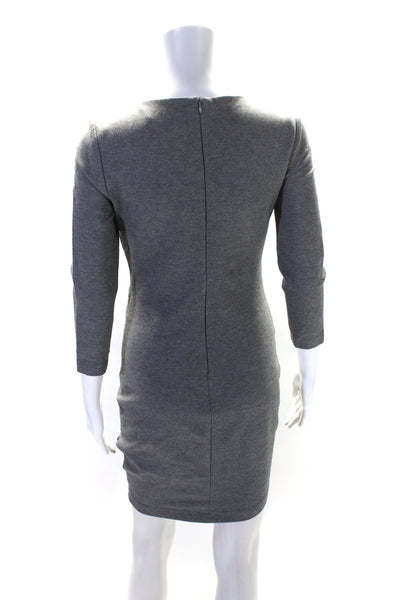 Robert Rodriguez Womens Gray Textured V-Neck Long Sleeve Bodycon Dress Size 2