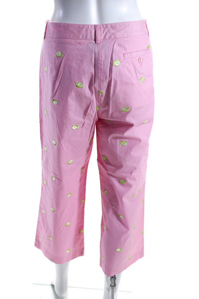 Lilly Pulitzer Womens Zipper Fly Straight Leg Snail Print Pants Pink Size 12