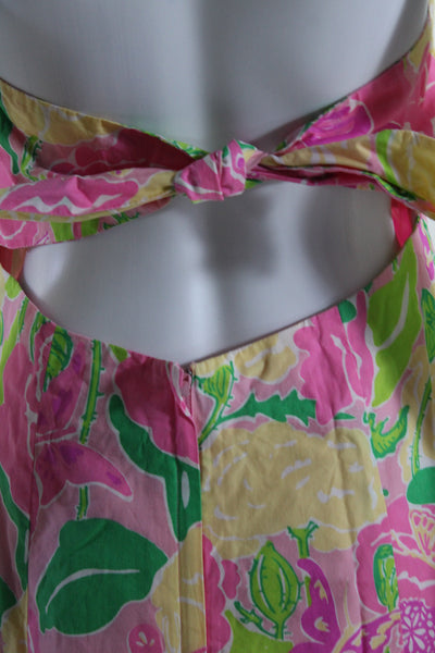 Lilly Pulitzer Womens Open Back Strapless Floral Shift Dress Pink Yellow Size 10