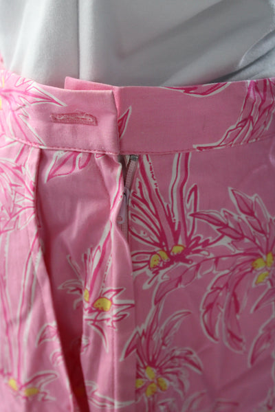 Lilly Pulitzer Womens Side Zip Knee Length Palm Tree Pencil Skirt Pink Size 8