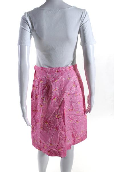 Lilly Pulitzer Womens Side Zip Knee Length Palm Tree Pencil Skirt Pink Size 8