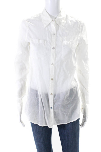 Calypso Saint Barth Womens Collared Long Sleeves Button Down Shirt White Size XS