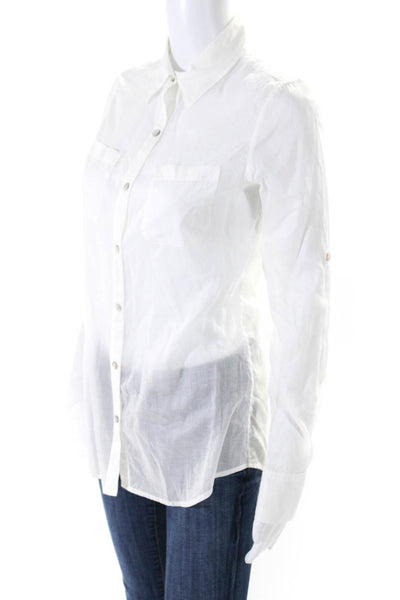 Calypso Saint Barth Womens Collared Long Sleeves Button Down Shirt White Size XS