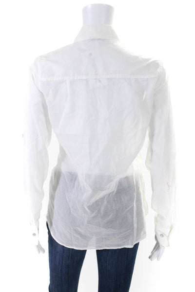 Calypso Saint Barth Womens Collared Long Sleeves Button Down Shirt White Size XS