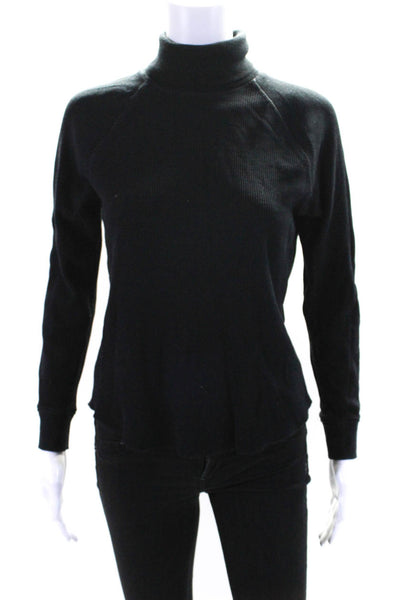 Everlane Womens Thermal Turtleneck Long Sleeve Top Tee Shirt Black Size Small