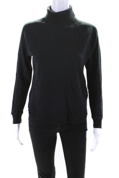 Everlane Womens Thermal Waffle Knit Turtleneck Top Tee Shirt Black Size Small