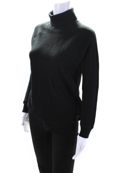 Everlane Womens Thermal Waffle Knit Turtleneck Top Tee Shirt Black Size Small