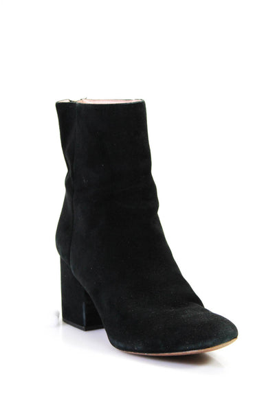 J Crew Womens Block Heel Almond Toe Ankle Boots Black Suede Size 10