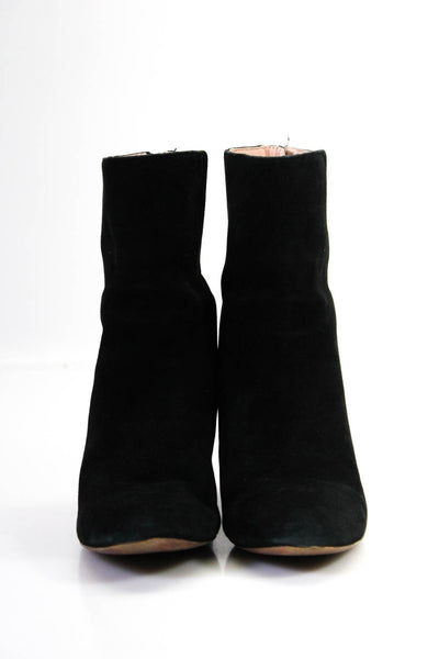 J Crew Womens Block Heel Almond Toe Ankle Boots Black Suede Size 10