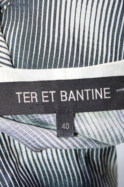 Ter Et Bantine Womens Gray Printed Crew Neck Short Sleeve Silk Crop Top Size 40