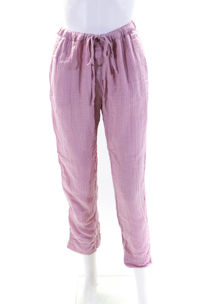 Xirena Womens Pink Cotton Drawstring High Waisted Straight Leg Pants Size XS