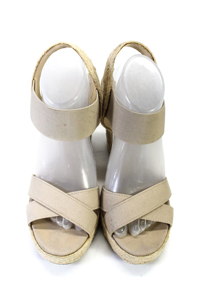 Lauren Ralph Lauren Women's Strappy Sling Back Wedge Sandals Beige Size 10