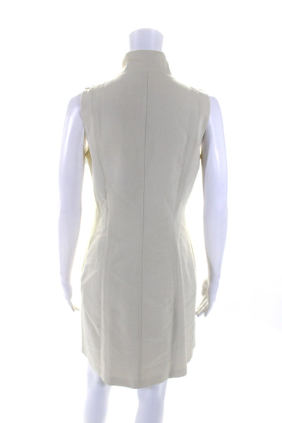 Michael Kors Womens Half Zipper Sleeveless Sheath Dress Beige Cotton Size 6