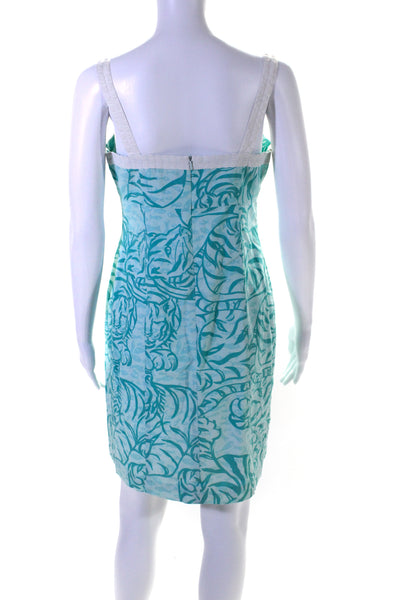 Lilly Pulitzer Womens Square Neck Abstract Mini Shift Dress Blue White Size 6