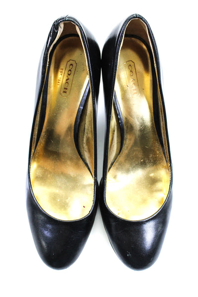 Coach Womens Leather Almond Toe Slip On Pumps Black Size 7