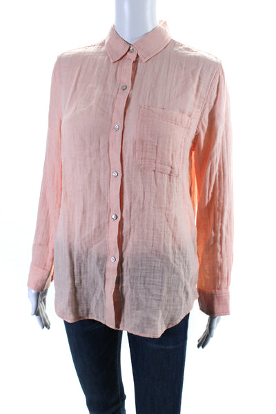 Rails Womens Organic Cotton Ellis Buttoned Long Sleeve Blouse Top Pink Size XS