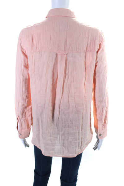 Rails Womens Organic Cotton Ellis Buttoned Long Sleeve Blouse Top Pink Size XS