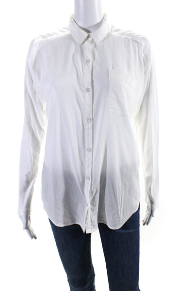 Splendid Womens Cotton Collared Buttoned Front Tied Blouse White Size XS