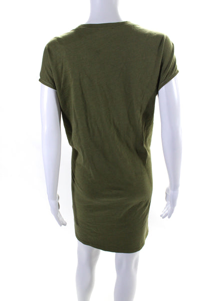 Lilla P Womens Cotton Round Neck Cap Sleeve Pullover T-Shirt Dress Green Size XS