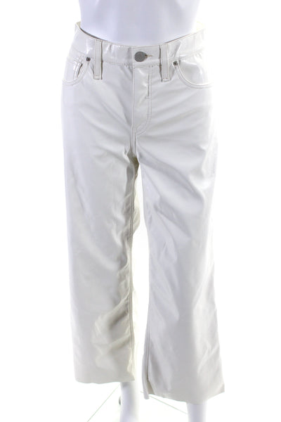 Hudson Womens Faux Leather High Rise Straight Leg Pants White Size 27