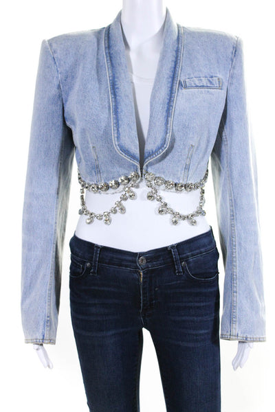 Area Cropped Rhinestone Jean Jacket Size 4 from eBay Endless Runway