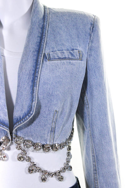 Area Cropped Rhinestone Jean Jacket Size 4 from eBay Endless Runway