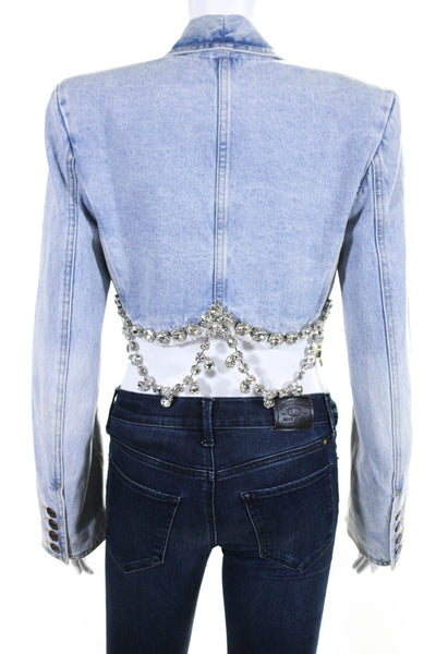 Area Cropped Rhinestone Jean Jacket Size 4 from eBay Endless Runway