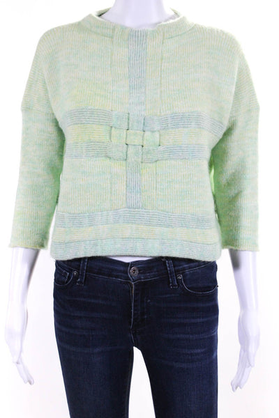 Eckhaus Latta Uni Weave Cropped Mock Neck Sweater in Green Size XS/S