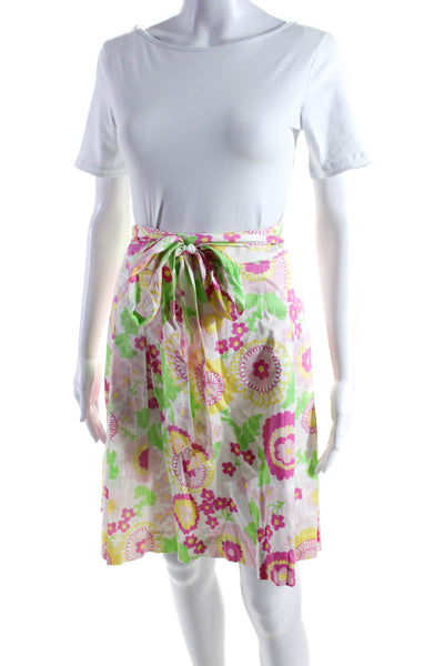 Lilly Pulitzer Womens Side Zip Tie Back Floral A Line Skirt White Multi Size 12