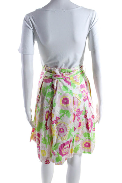 Lilly Pulitzer Womens Side Zip Tie Back Floral A Line Skirt White Multi Size 12