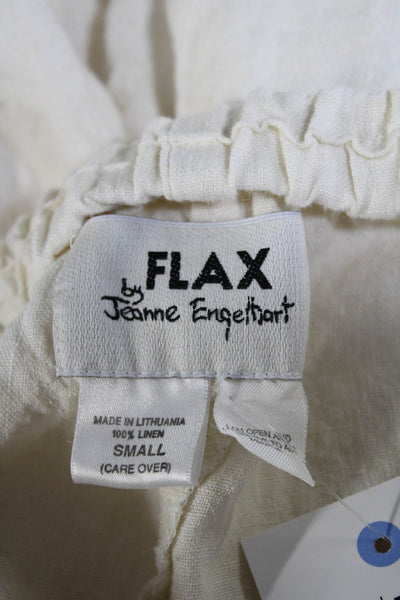 Flax Womens Elastic Waistband High Rise Linen Shorts White Size Small